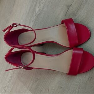 Chic Red Ankle Strap Heels